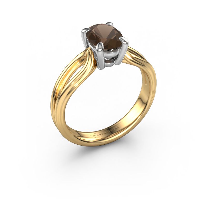 Bague de fiançailles Antonia ovl 1 585 or jaune quartz fumé 8x6 mm