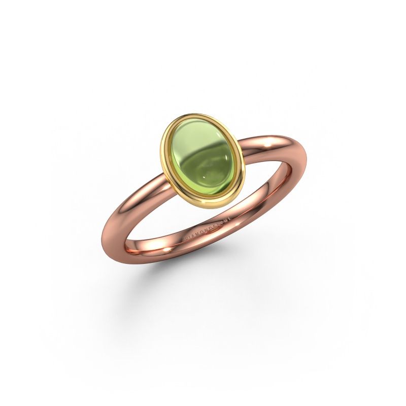 Ring Blossom OVL 2 585 rosé goud peridoot 7x5 mm