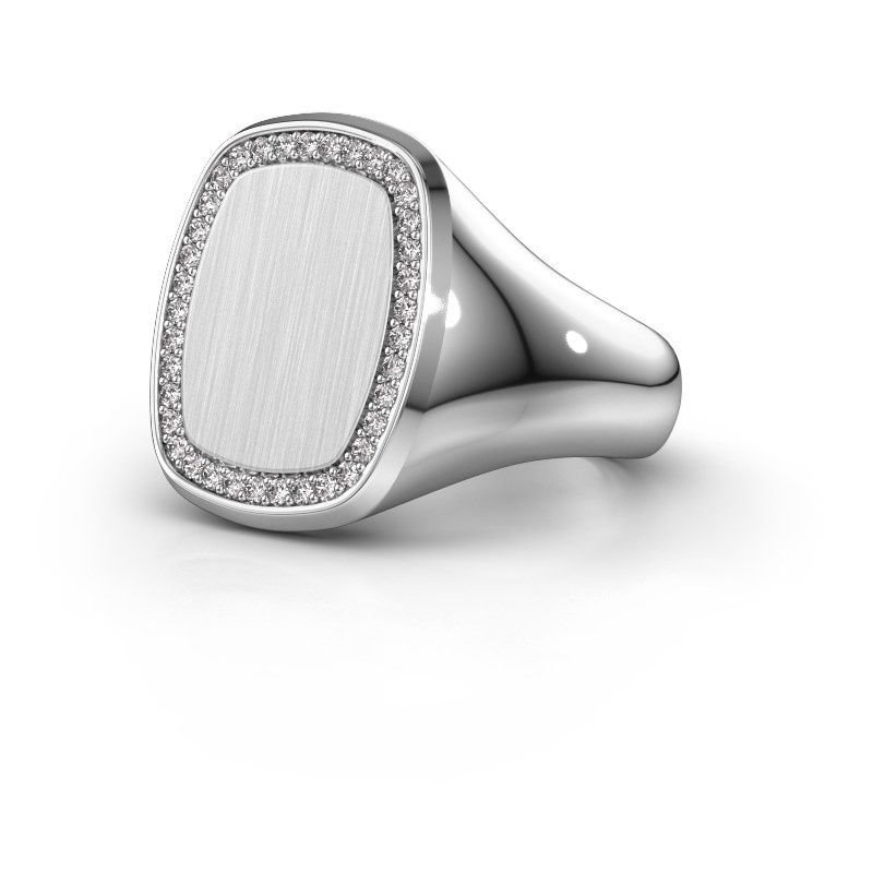 Image of Men's ring floris cushion 4<br/>585 white gold<br/>lab-grown diamond 0.278 crt