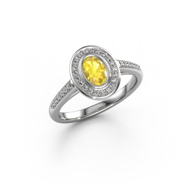 Bague de fiançailles Noud 2 OVL 950 platine saphir jaune 6x4 mm
