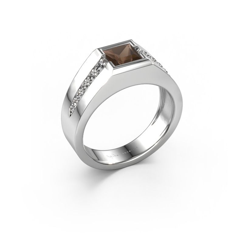 Bague pinky Simon 950 platine quartz fumé 4.5 mm