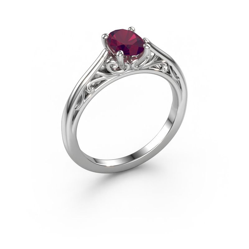 Verlobungsring Shannon ovl 950 Platin Rhodolit 7x5 mm