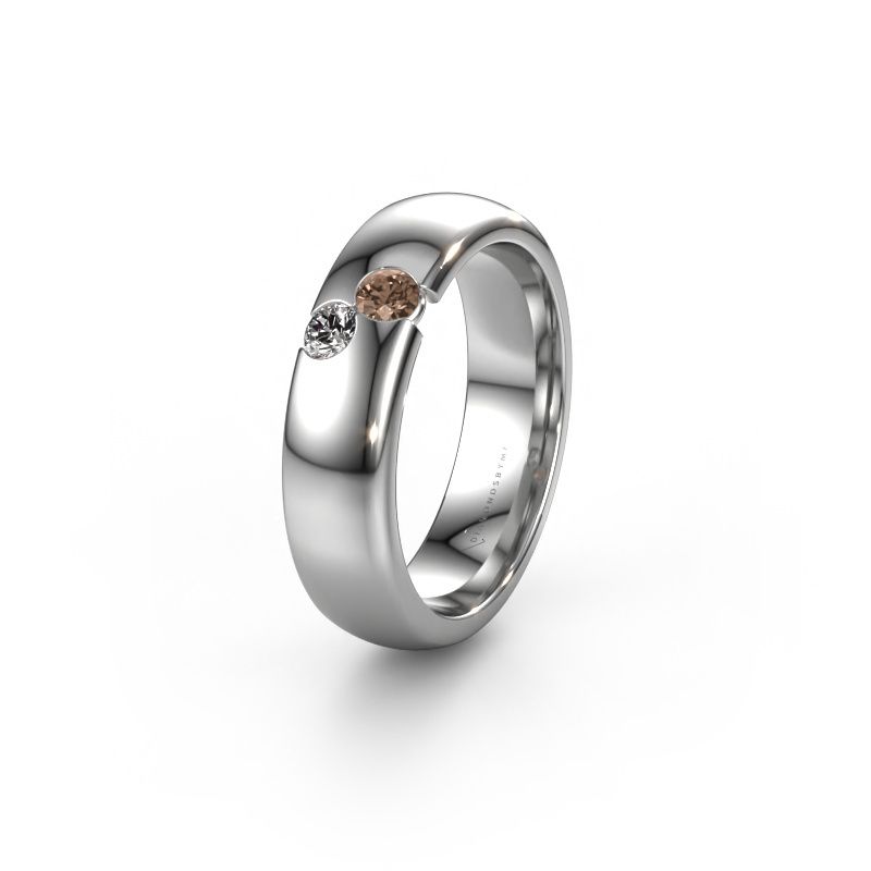 Trouwring WH1003L26C 950 platina bruine diamant ±6x2.2 mm
