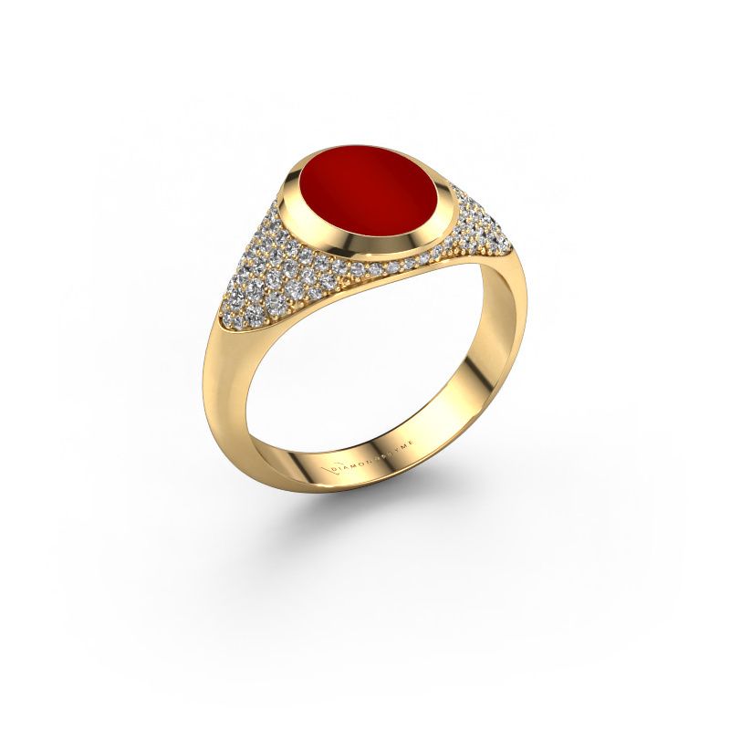 Bague pinky Giovani 585 or jaune cornaline 10x8 mm
