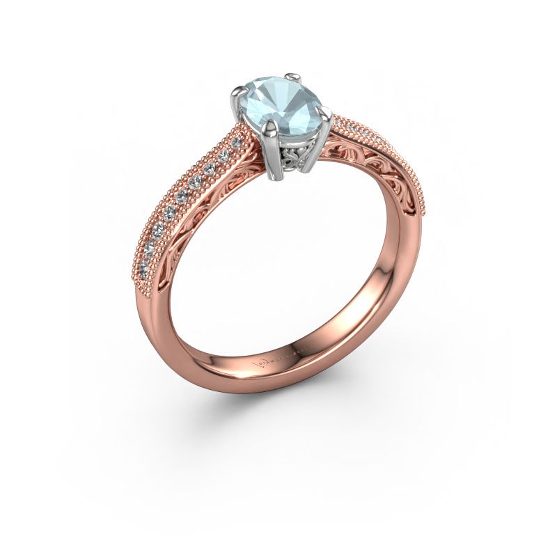 Verlobungsring Shonta OVL 585 Roségold Aquamarin 7x5 mm