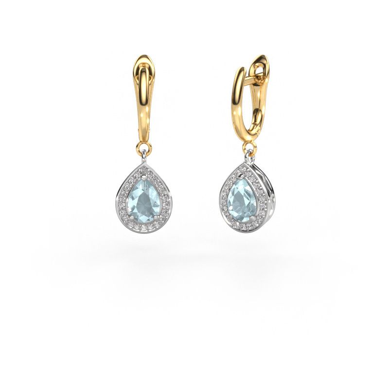 Pendants d'oreilles Ginger 1 585 or blanc aigue-marine 7x5 mm