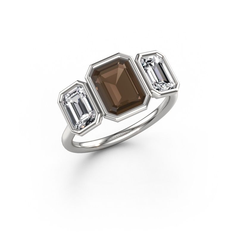 Verlobungsring Lavon 3 EME 585 Weißgold Rauchquarz 8x6 mm