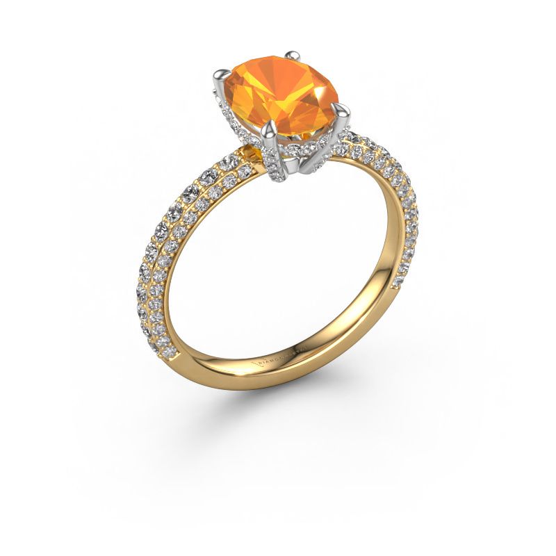 Verlobungsring Saskia 2 OVL 585 Gold Citrin 9x7 mm