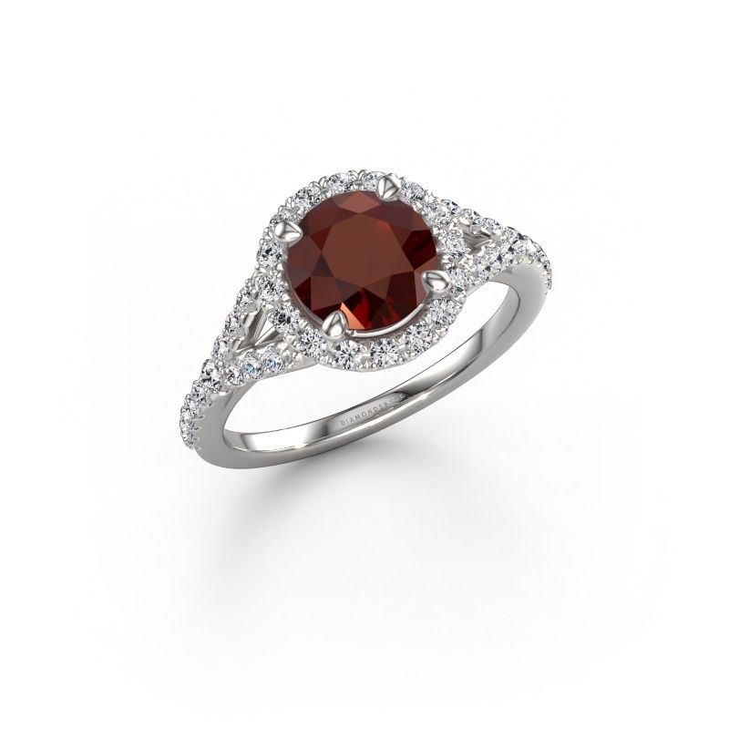 Engagement ring Kimber RND 585 white gold garnet 7 mm