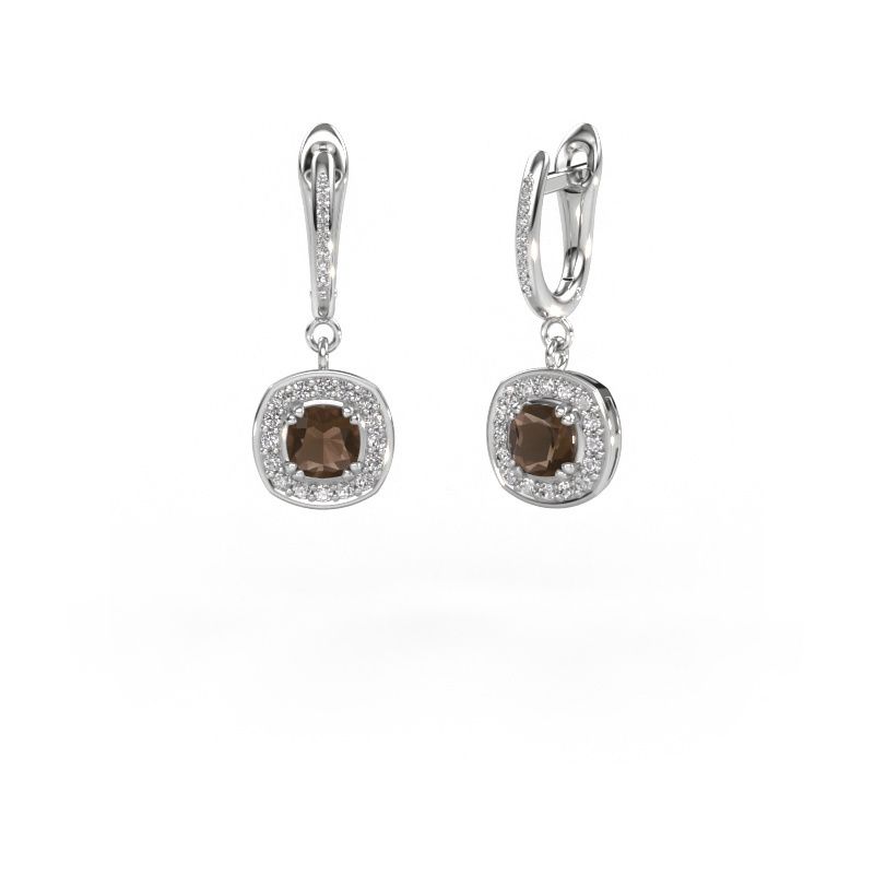 Drop earrings Marlotte 2 585 white gold smokey quartz 5 mm