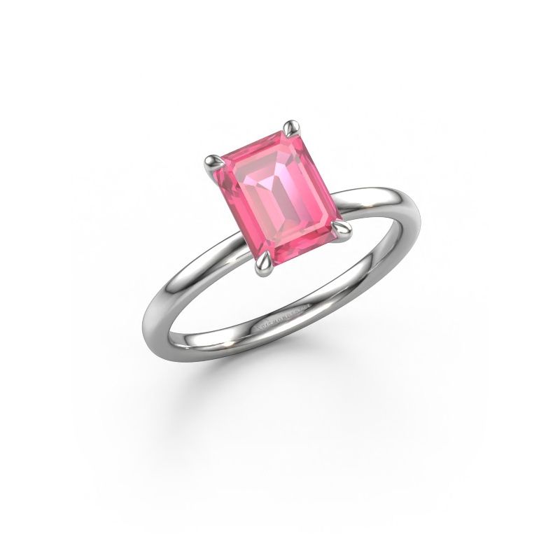 Verlovingsring Crystal EME 1 950 platina roze saffier 8x6 mm