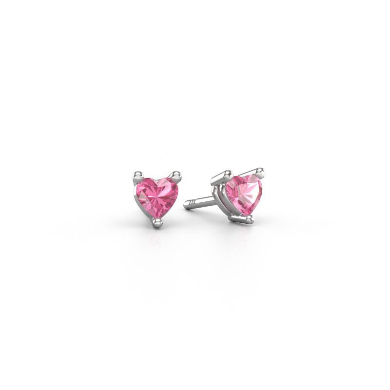Stud earrings Garnet 585 white gold pink sapphire 4 mm