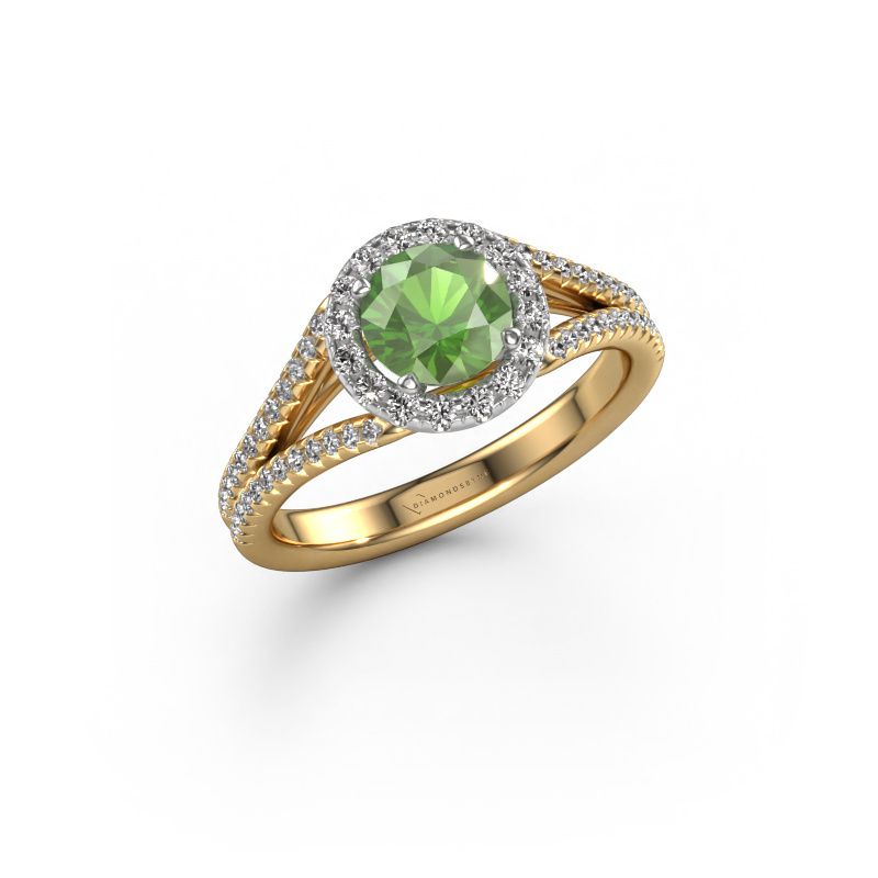 Verlobungsring Verla rnd 2 585 Gold Turmalin grün 6.5 mm