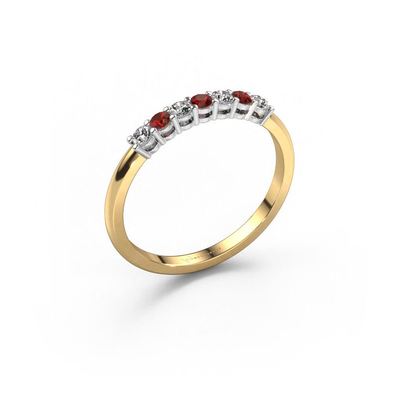 Ring Michelle 7 585 gull granat 2 mm