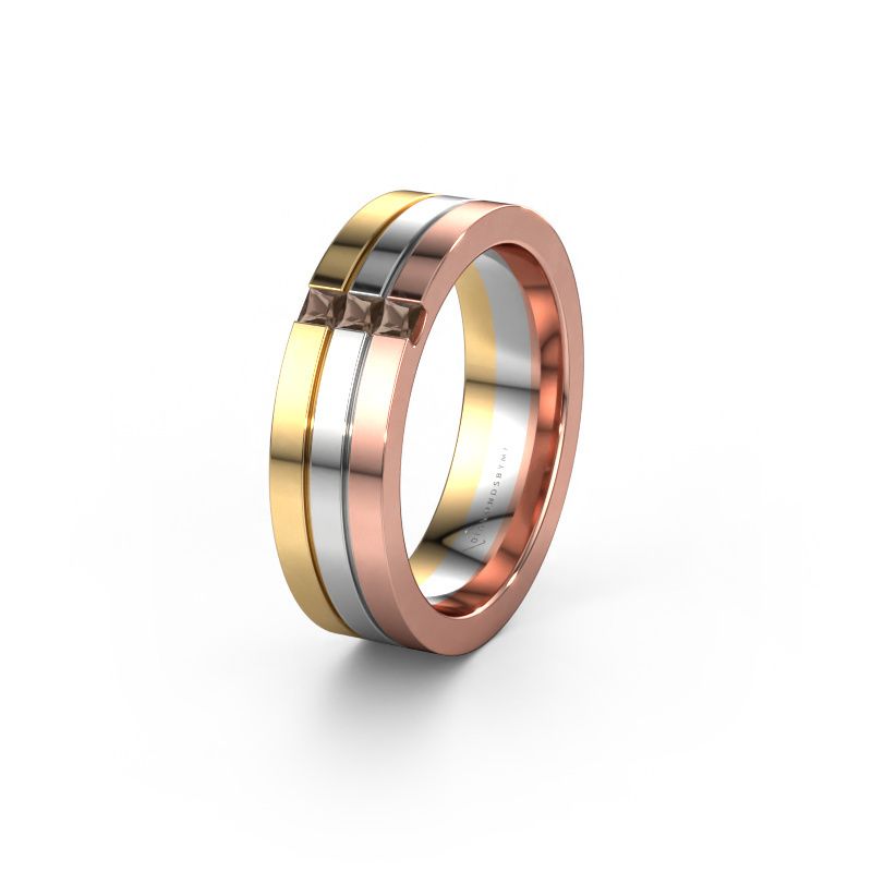 Trouwring WH0428L16BP 585 rosé goud rookkwarts ±6x2 mm