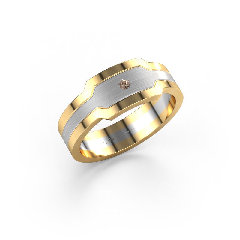 Men's ring Guido 585 white gold brown diamond 0.03 crt