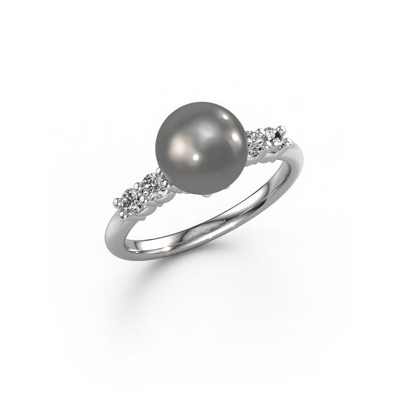 Ring Cecile 585 Weißgold Grau Perl 5 mm