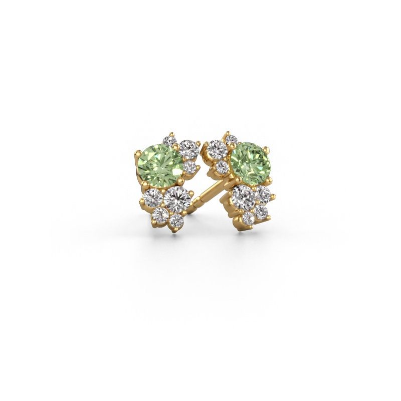 Stud earrings Veronica 585 gold green lab grown diamond 4.2 mm