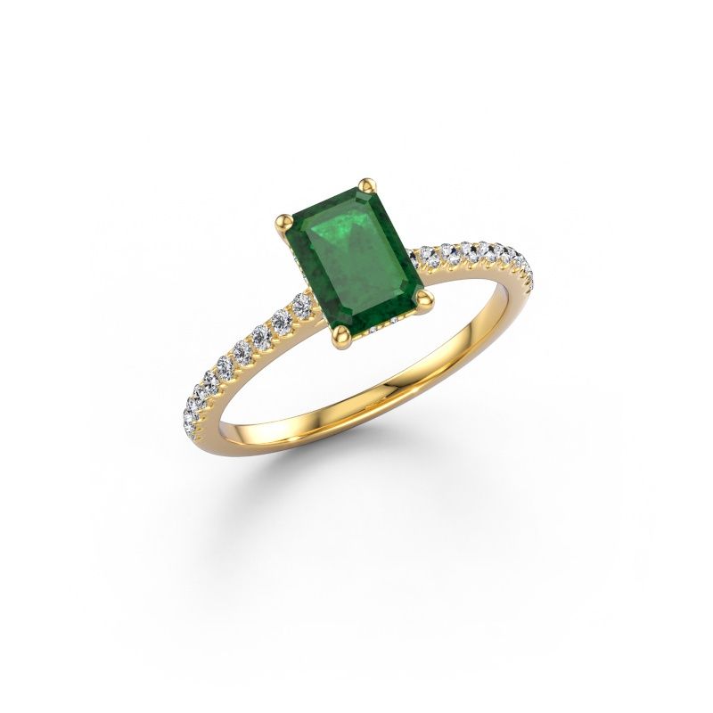 Verlovingsring Sophie EME 585 goud smaragd 7.5x5.5 mm
