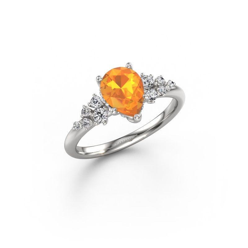 Verlobungsring Emma PER 585 Weißgold Citrin 8x6 mm