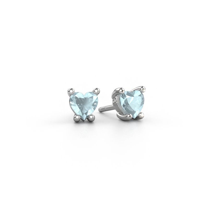 Ohrringe Sam Heart 950 Platin Aquamarin 5 mm