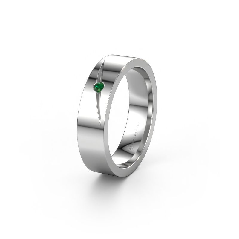 Wedding ring WH0170L15A 950 platinum emerald ±0.20x0.07 in