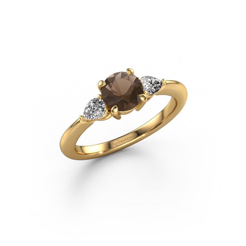 Verlovingsring Chanou RND 585 goud rookkwarts 6 mm