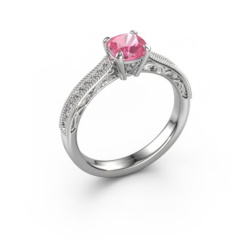 Engagement ring Shonta CUS 950 platinum pink sapphire 5.5 mm