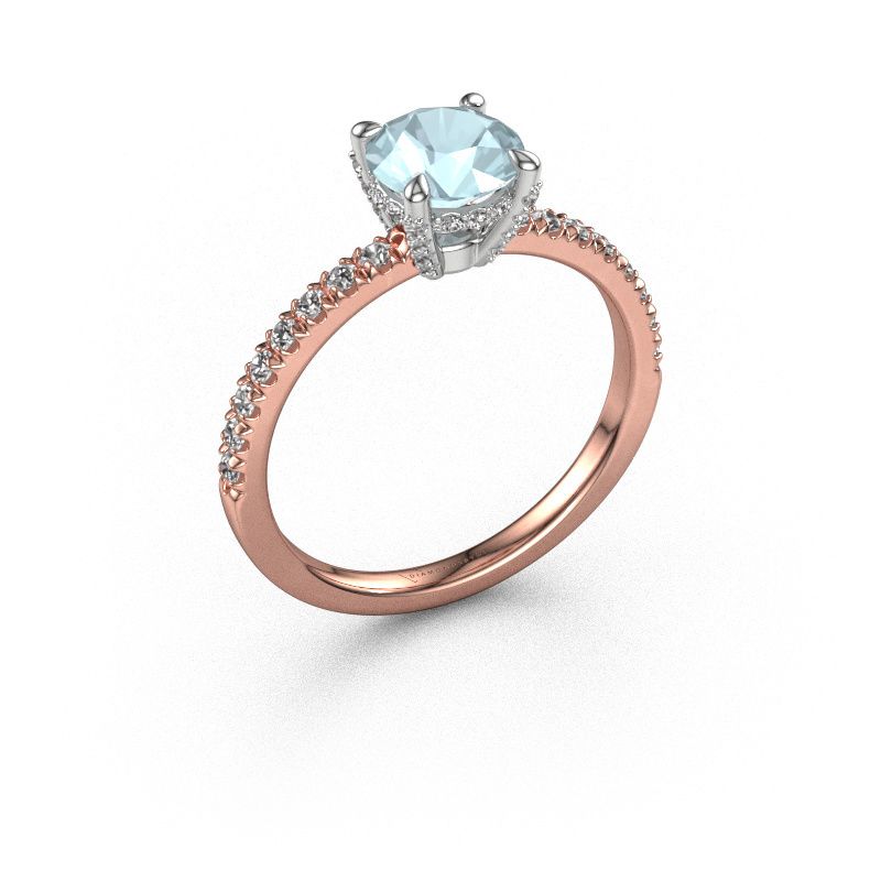 Verlobungsring Saskia rnd 1 585 Roségold Aquamarin 6.5 mm