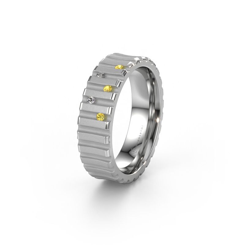 Trouwring WH0131L46BM 950 platina gele saffier ±6x2 mm