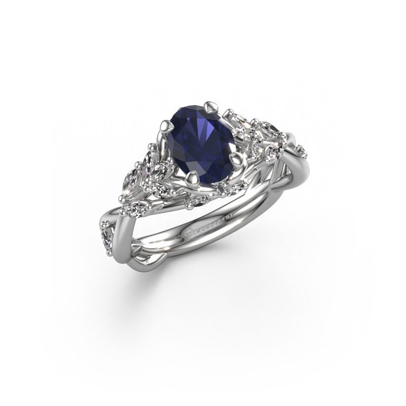 Engagement ring Samantha OVL 585 white gold sapphire 7,5x5,5 mm