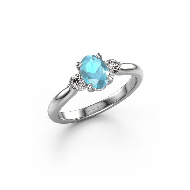Verlovingsring Lieselot OVL 950 platina blauw topaas 7x5 mm