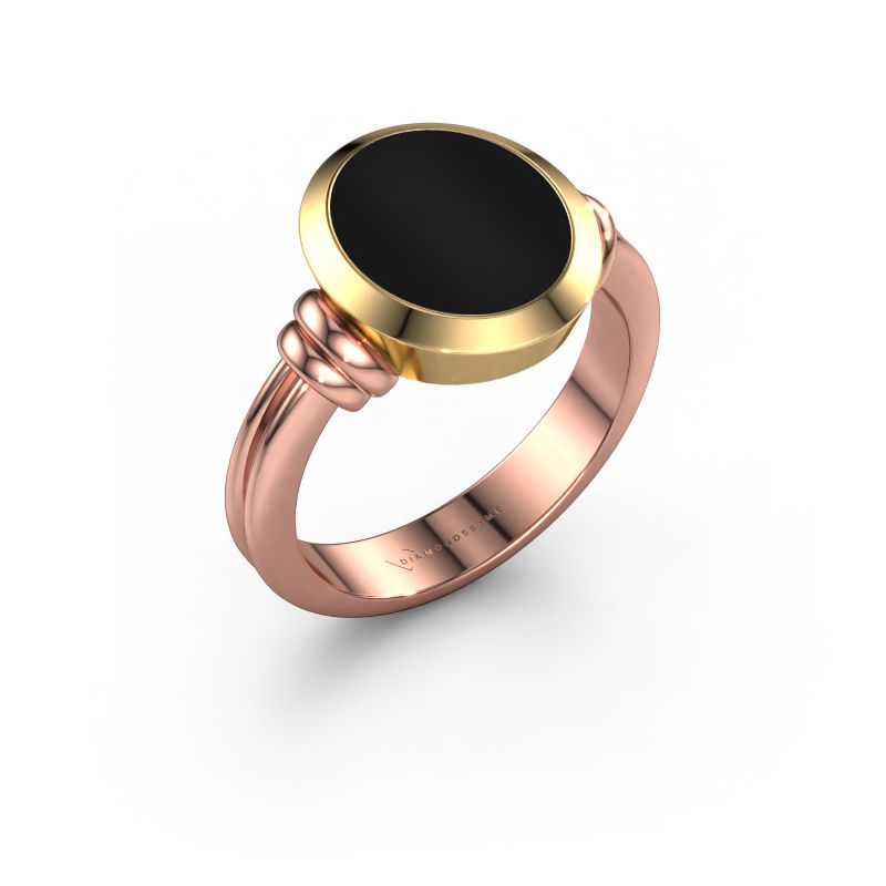 Zegelring Brenda 2 585 rosé goud onyx 12x10 mm