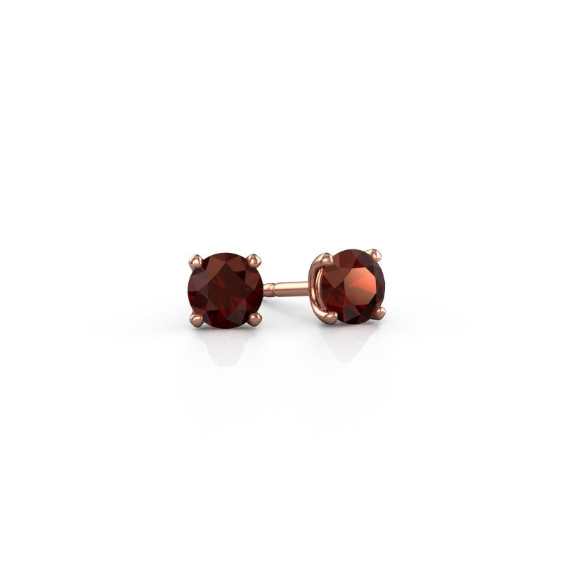 Clous d'oreilles Sam RND 585 or rose grenat 5 mm