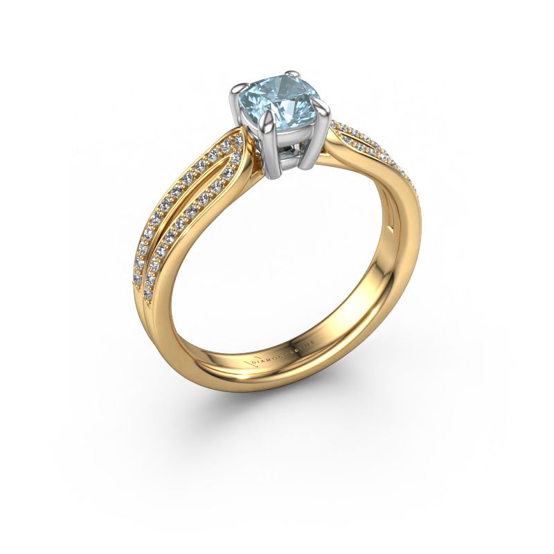 Engagement ring Antonia cus 2 585 gold blue lab grown diamond 5 mm