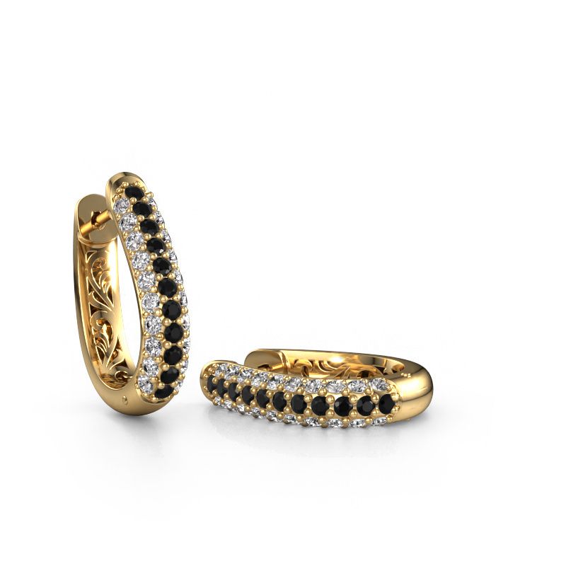 Créoles Danika 10.5 A 585 or jaune diamant noir 1.308 crt