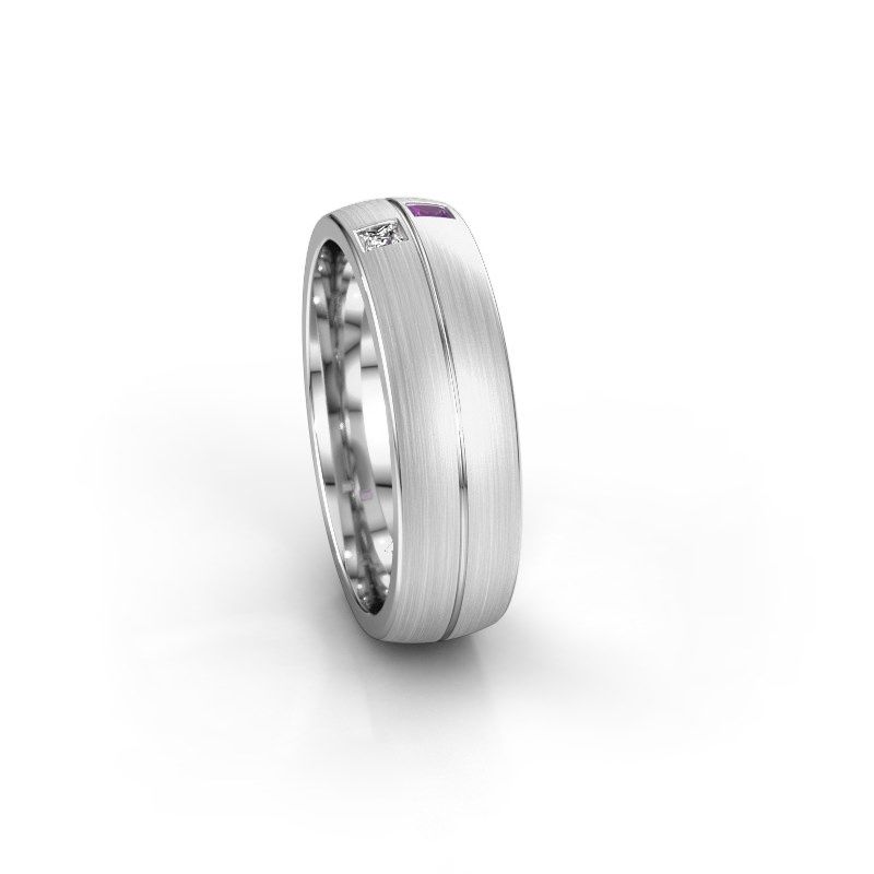 Afbeelding van Trouwring WH0250L26BM 585 witgoud amethist ±6x2 mm