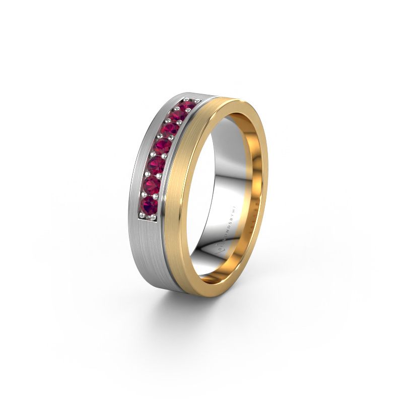 Trouwring WH0312L16AM 585 witgoud rhodoliet ±6x1.7 mm