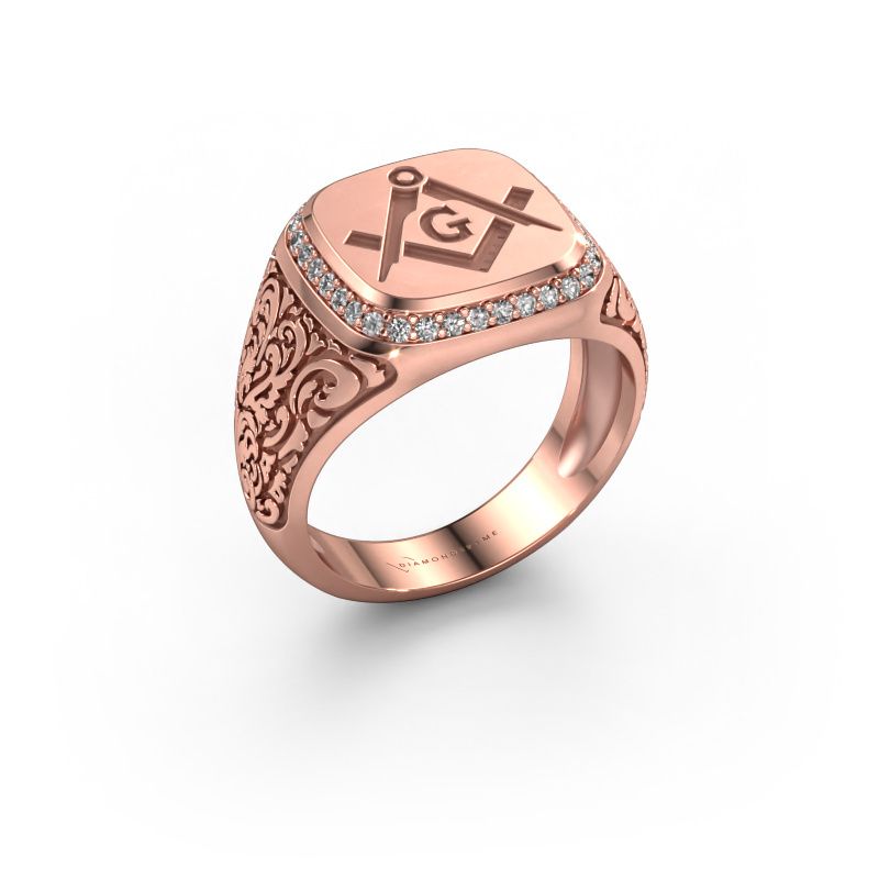 Men's ring Johan 2 585 rose gold diamond 0.255 crt