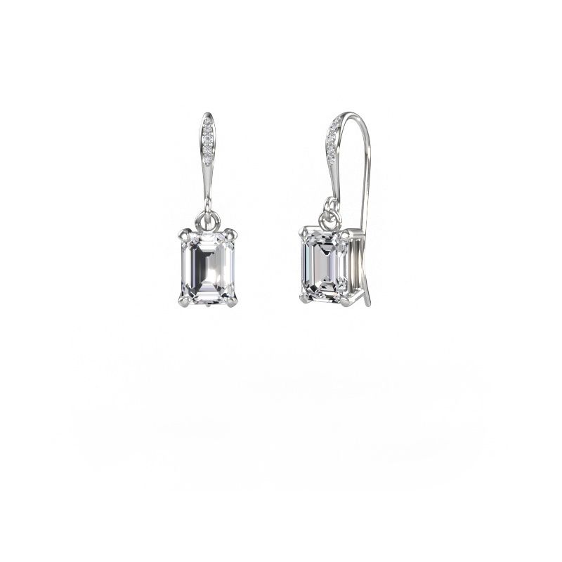 Pendants d'oreilles Laurie EME 2 585 or blanc diamant synthétique 2.330 crt
