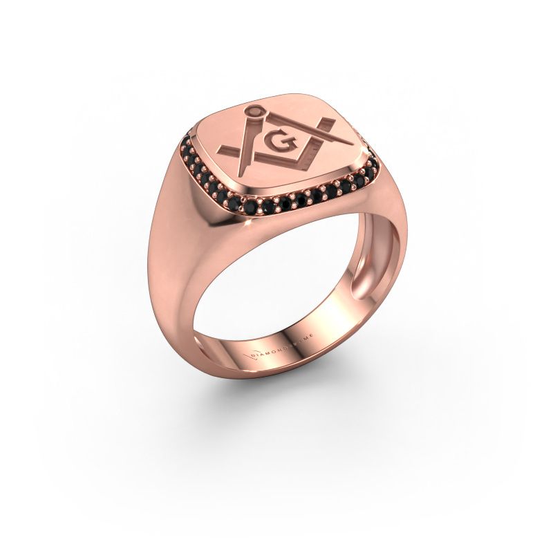 Men's ring Johan 1 585 rose gold black diamond 0.306 crt