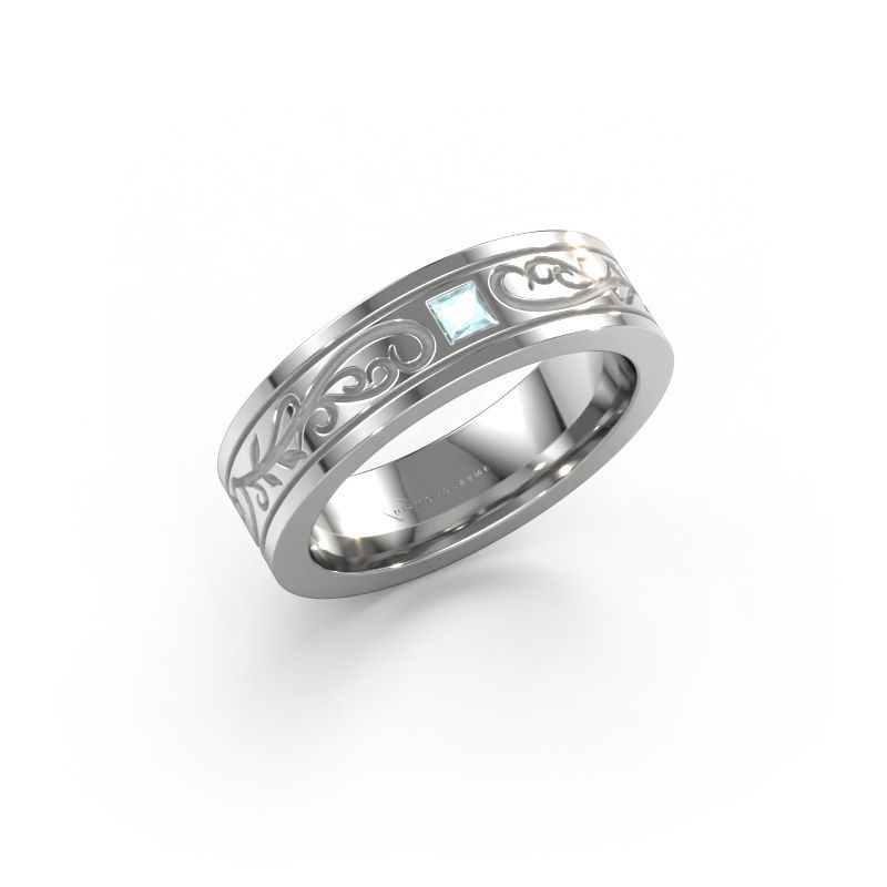 Bague pour homme Matijs 950 platine aigue-marine 3 mm