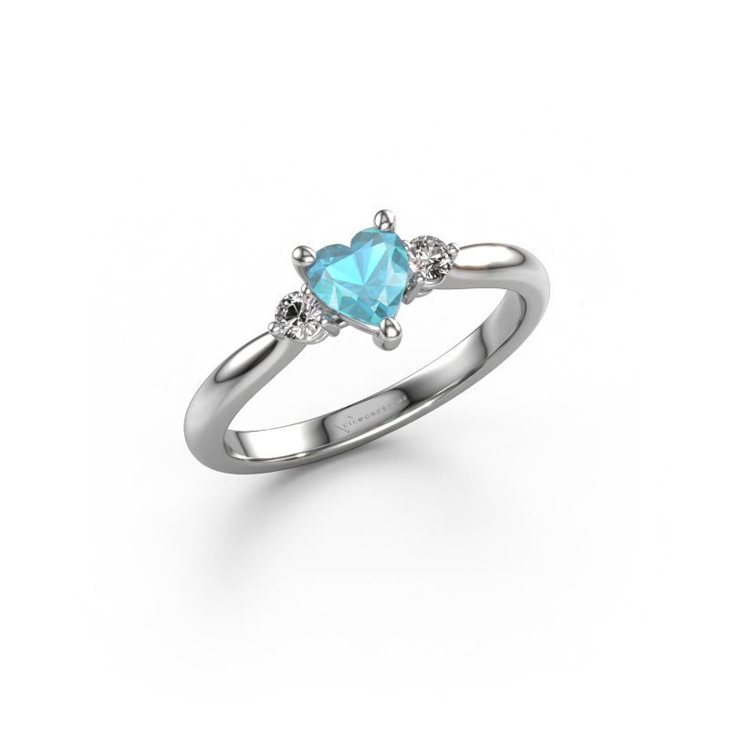 Verlovingsring Lieselot HRT 950 platina blauw topaas 5 mm