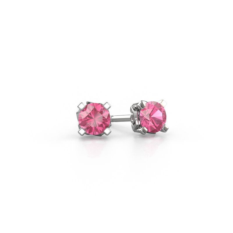 Earrings Ize 585 white gold pink sapphire 5 mm