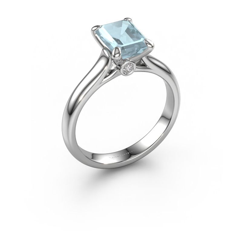 Engagement ring Valorie eme 1 585 white gold aquamarine 9x7 mm