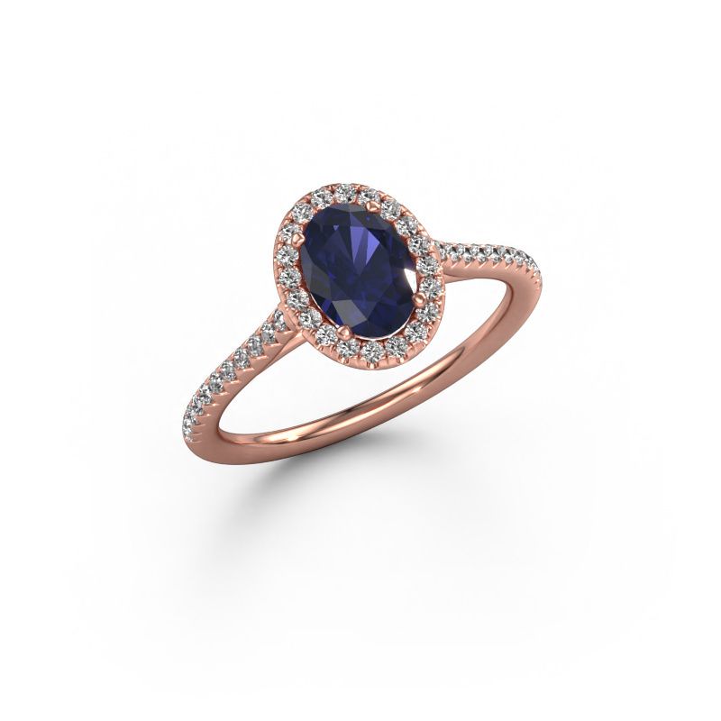 Engagement ring Seline ovl 2 585 rose gold sapphire 7x5 mm