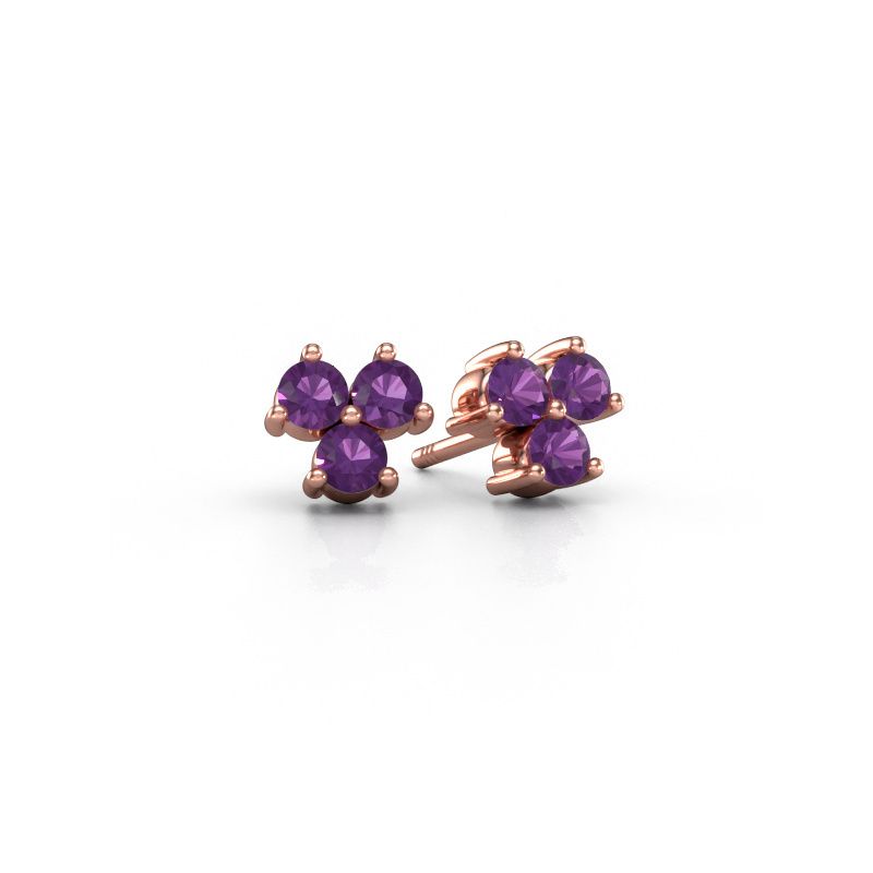 Clous d'oreilles Shirlee 585 or rose améthyste 3 mm