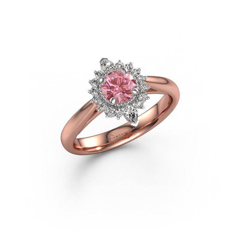 Engagement ring Susan 585 rose gold pink lab grown diamond 5 mm