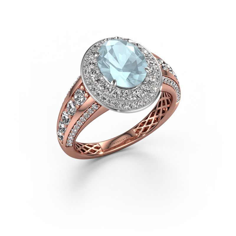 Engagement ring Nancie 585 rose gold aquamarine 9x7 mm