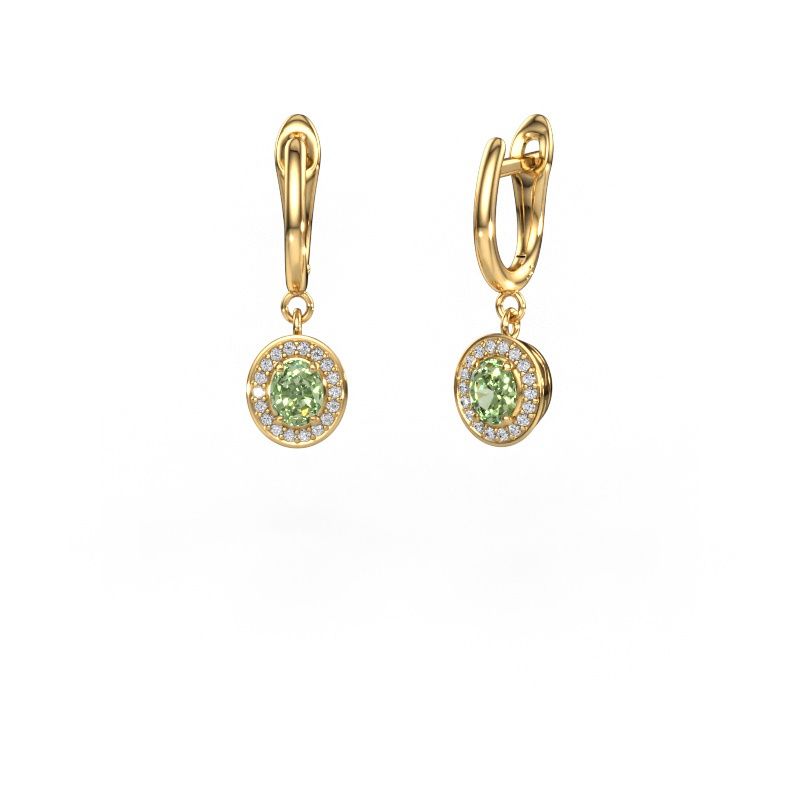 Drop earrings Nakita 585 gold green lab grown diamond 5x4 mm